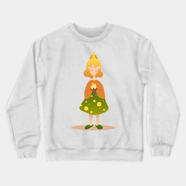 cute girl with chickens Crewneck Sweatshirt by kexa